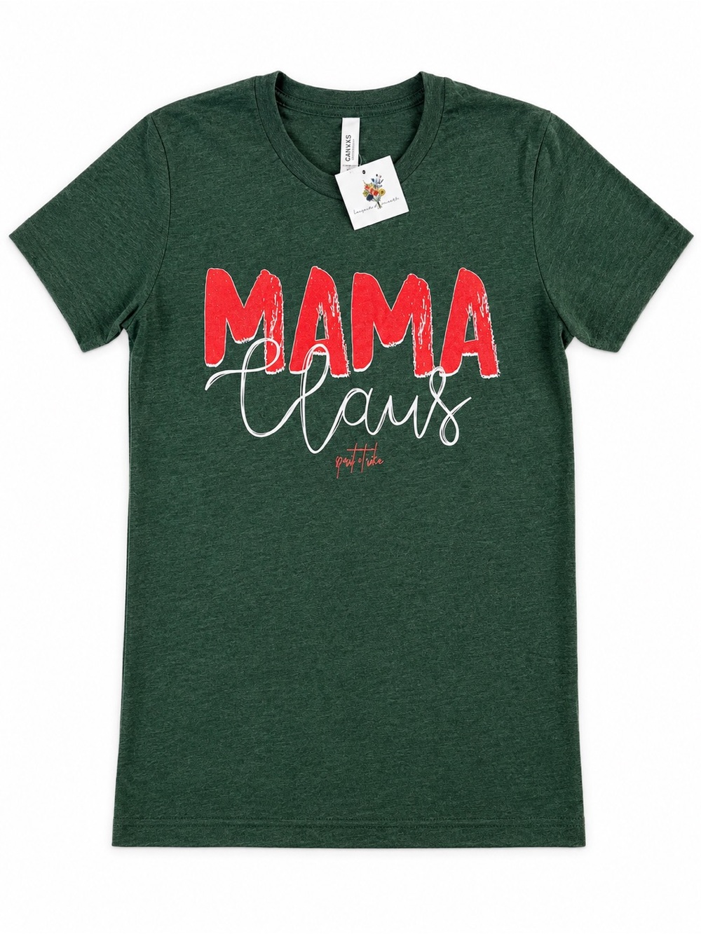 Bella Canvas Graphic Tee | Heather‎ Green Pink Print Crewneck T-Shirt